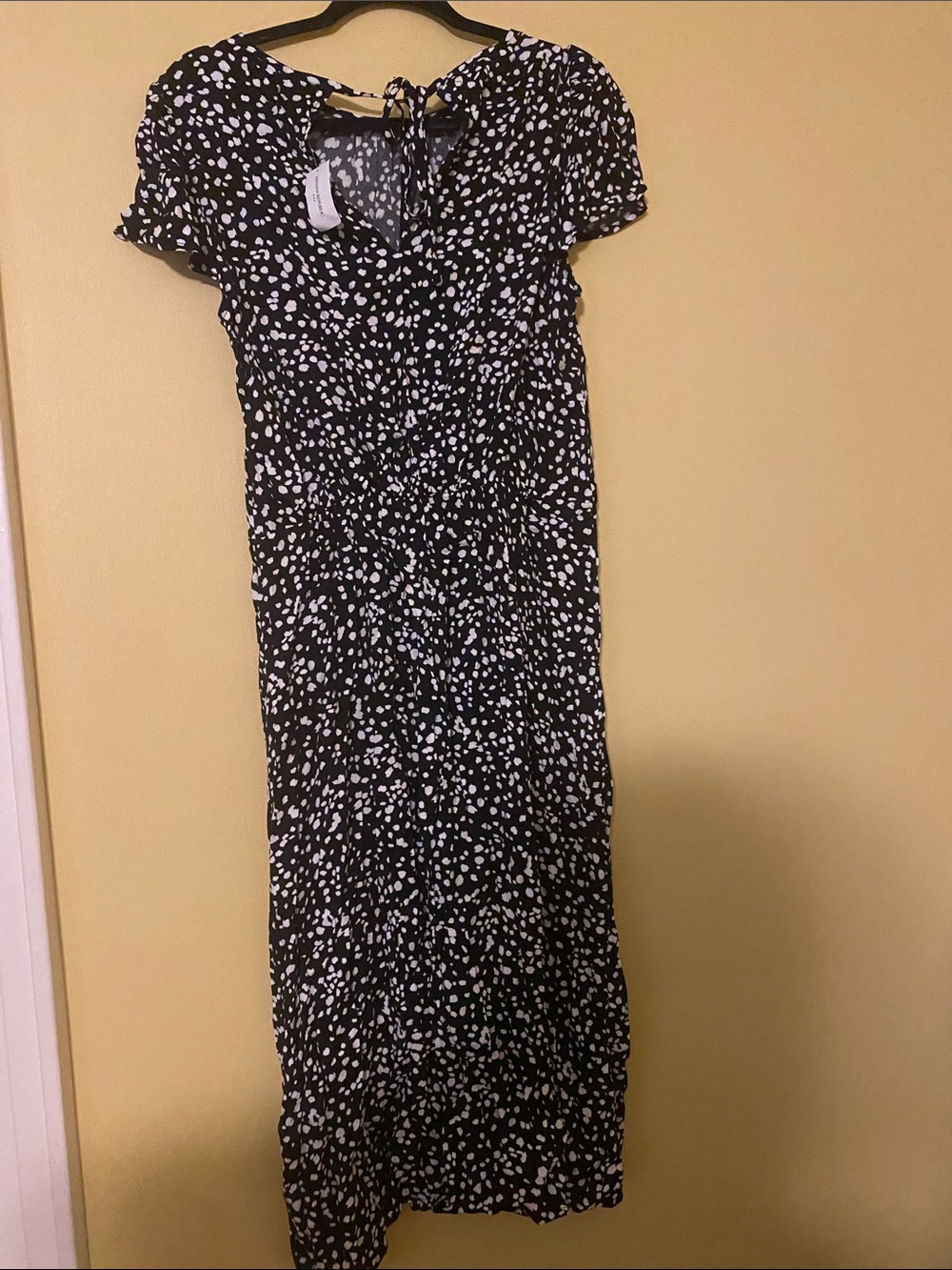 Banana Republic Factory Black Dress with White Dot Print Maxi